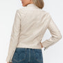 Snobbish PU Leather Zip Up Jacket with Pockets