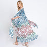 DIONA J DAMASK PRINT OPEN FRONT LONG KIMONO ONE SIZE COLOR TEAL