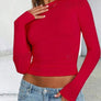 Solid Color Round Neck Long Sleeve T-Shirt