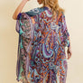 Paisley Print Open Front Kimono w/ Cinched Arms
