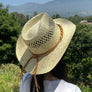 Cowboy hat in handwoven straw with a peekaboo pa