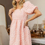 BiBi Flower Square Neck Puff Sleeve Dress