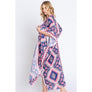 DIONA J BOHO PRINT KIMONO COVER UP ONE SIZE COLOR PINK