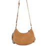 DIONA J WOMEN'S LEATHER STYLISH CHIC FRINGE CURVE CROSSBODY BAG COLOR BEIGE