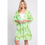 DIONA J FRONT ROPE FLOWER KIMONO ONE SIZE COLOR GREEN