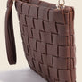 Fame Faux Leather Basket Weave Crossbody Bag