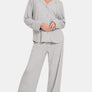 Zenana Button Down Long Sleeve Top and Pants Lounge Set