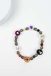 HALLOWEEN GHOST SKULL PRINT GLASS BEADED BRACELET