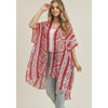DIONA J TRIBAL PATTERN KIMONO CARDIGAN COVER UP ONE SIZE COLOR RED