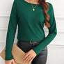 Lace Detail Butterfly Back Round Neck Long Sleeve T-Shirt
