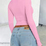Solid Color Round Neck Long Sleeve T-Shirt
