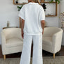 Double Take Full Size Texture Half Zip Short Sleeve Top and Pants Set