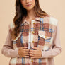 Annie Wear Faux Fur Plaid Button Up Jacket