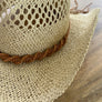 Cowboy hat in handwoven straw with a peekaboo pa