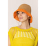 DIONA J TWO TONE STRAW BUCKET HAT ONE SIZE COLOR ORANGE