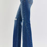 RISEN Distressed Button-Fly Flare Jeans