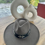 Structured wide brim Fedora with Embellishment