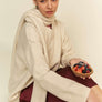 Davi & Dani V-Neck Dropped Shoulder Sweater with Scarf