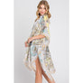 DIONA J WATERCOLOR GEOMETRIC PRINT KIMONO CARDIGAN ONE SIZE COLOR BEIGE