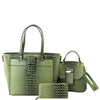 3IN1 CROC TEXTURED CHIC SATCHEL W HANDLE CROSSBODY AND WALLET SET COLOR OLIVE