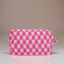 Zenana Checkered Pattern Knitted Cosmetic Pouch