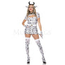 6 PC Devil Cow Animal print “Moo” Mini Dress with Bell Accent Costume Set Sz XS