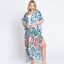DIONA J DAMASK PRINT OPEN FRONT LONG KIMONO ONE SIZE COLOR TEAL