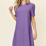 Double Take Full Size Texture Collared Neck Short Sleeve Dress