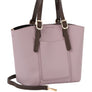 DIONA J 2IN1 LEATHER SMOOTH HANDLE SATCHEL W ZIPPER BAG SET COLOR BROWN