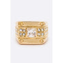 Diona j Baguette Crystal Square Unisex Ring Size 8