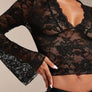 V-Neck Flare Sleeve Lace Top