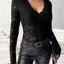 V-Neck Long Sleeve Lace Top