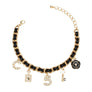 Anklet Black Woven Gold Chain Camellia Charms
