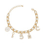 Anklet White Woven Gold Chain Camellia Charms