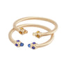 SGRHO Blue Gold Crystal Cable Bangle Bracelet Set