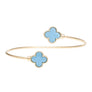 Bangle Gold Blue Clover Open Bracelet for Women