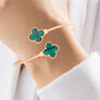 Bangle Gold Green Clover Open Bracelet for Women