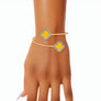 SGRHO Sorority Rhinestone Gold Clover Open Bangle