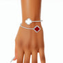 DST Sorority Red White Stone Clover Open Bangle