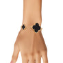 Gold Chain Bracelet with Black Quatrefoil Clovers