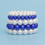 ZPB Blue White Pearl Stretch 5 Pcs Bracelets Women
