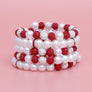 DST White Pearl and Bead Memory Wire Bracelet