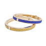SGRHO Blue Gold Pave Hinged Bangle Bracelet Set