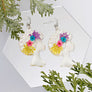 Dangle Clear Medium Afro Flower Earrings for Women