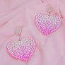 Drop Sparkling Love Pink Heart Dangle Earrings