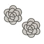 Studs White Flower Rhinestone Fabric Earrings