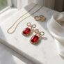 Dangle Date Night Red Crystal Sparkle Bow Earrings