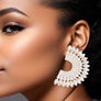 Studs Gold Crystal Semi Circle Luminous Earrings