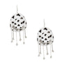 Fish Hook White Black Cowgirl Hat Fringe Earrings