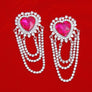 Dangle Fuchsia Crystal Heart Cascade Earrings